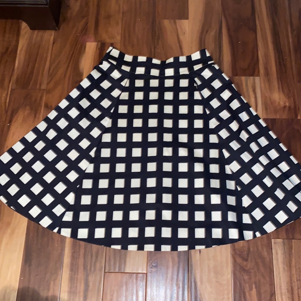 kate spade Black and White A-Line Checkered Skirt